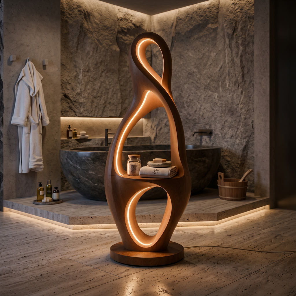 Organic Loop Lamp With Shelf For Living Room
