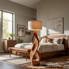 Modern Wooden Floor Lamp Twisted Body For Guest Room