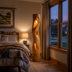 Rustic Sculptural Wooden Floor Lamp For Home Decor