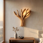 Modern Sculptural Wooden Lamp For Elegant Bedroom Interior