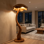 Modern Wooden Floor Lamp With Sculptural Lampshade For Home Decor