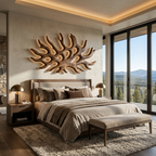 Organic Root Shape Wood LED Wall Sculpture For Rustic Home Decor