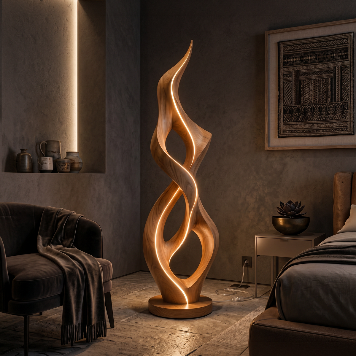 Organic Twist Floor Lamp For Cozy Living Room