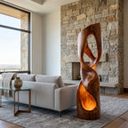 Modern Carved Wooden Floor Lamp For Living Room