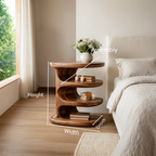 Wooden Nightstand Multi Layer Design For Modern Bedroom