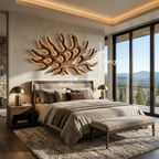Organic Root Shape Wood LED Wall Sculpture For Rustic Home Decor