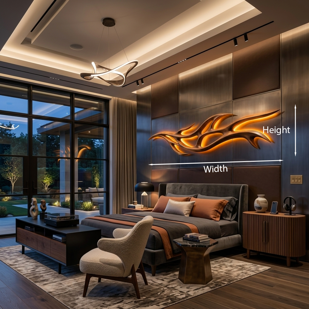 Organic Carved Wood LED Wall Sculpture Branch Design For Above Bed Decor