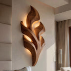 Organic Leaf Wooden Wall Lamp For Bedroom Decor