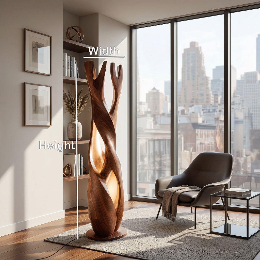 Statement Wooden Sculpture Lamp  For Luxury Home