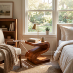 Artistic Wooden Nightstand With Undulating Shape For Bedroom