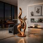 Minimalist Curved Lamp With Table For Bedroom