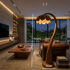 Wooden Floor Lamp With Flower-shaped Lampshade For Bedroom