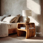 Modern Sculptural Nightstand With Open Storage For Bedroom
