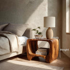 Modern Organic Wood Nightstand With Shelf For Bedroom