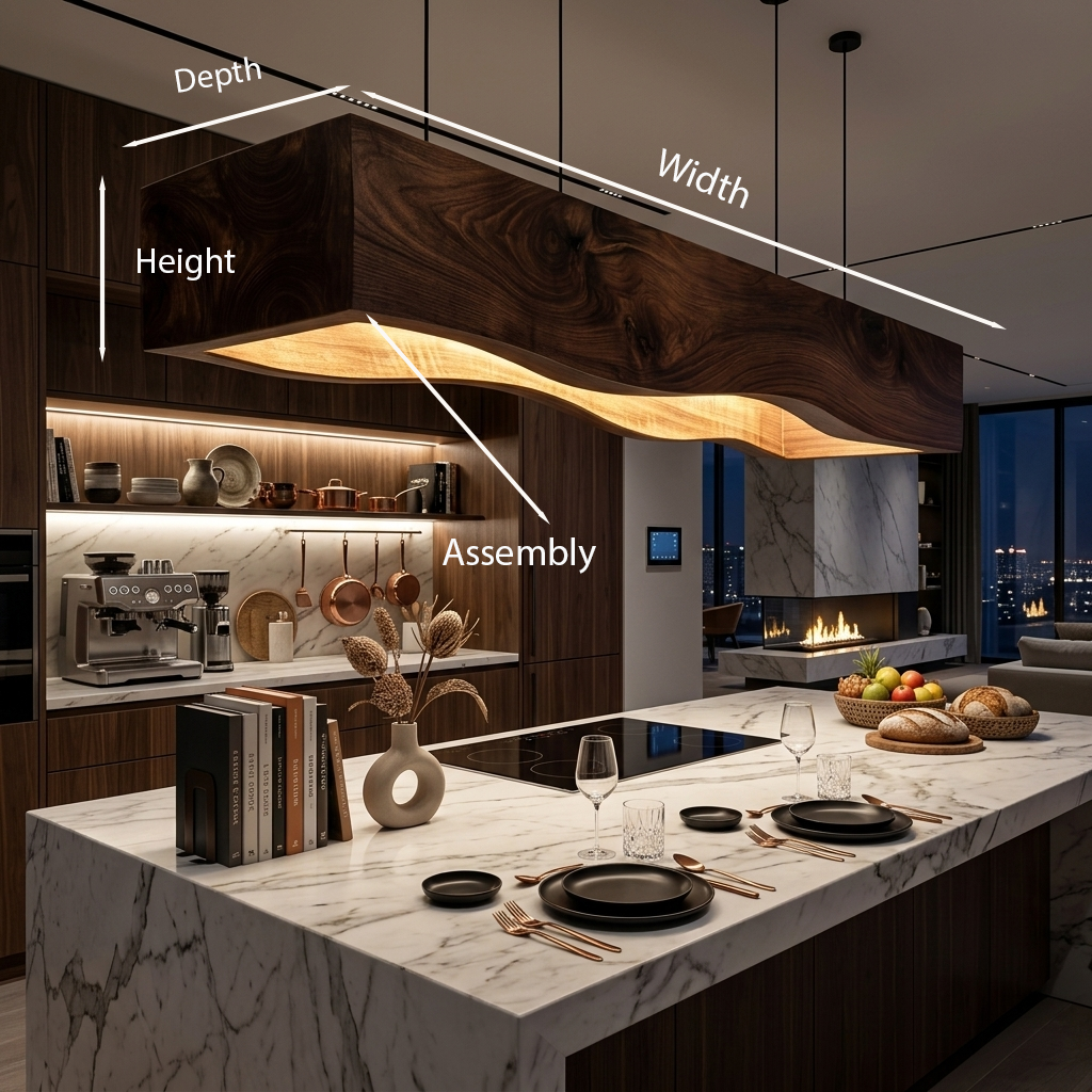 Long Wooden Pendant Light For Dining Tables