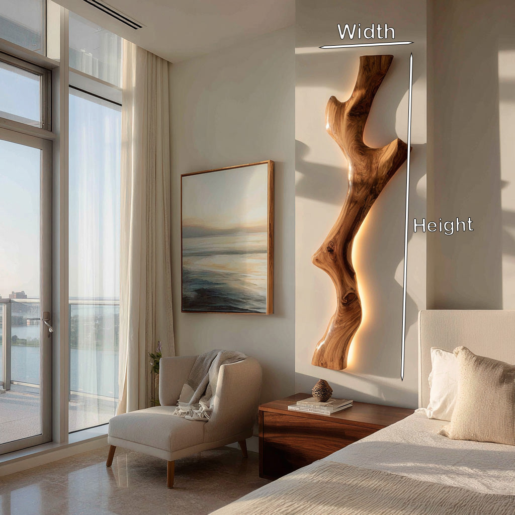 Modern Live Edge Wooden Wall Lamp For Bedroom