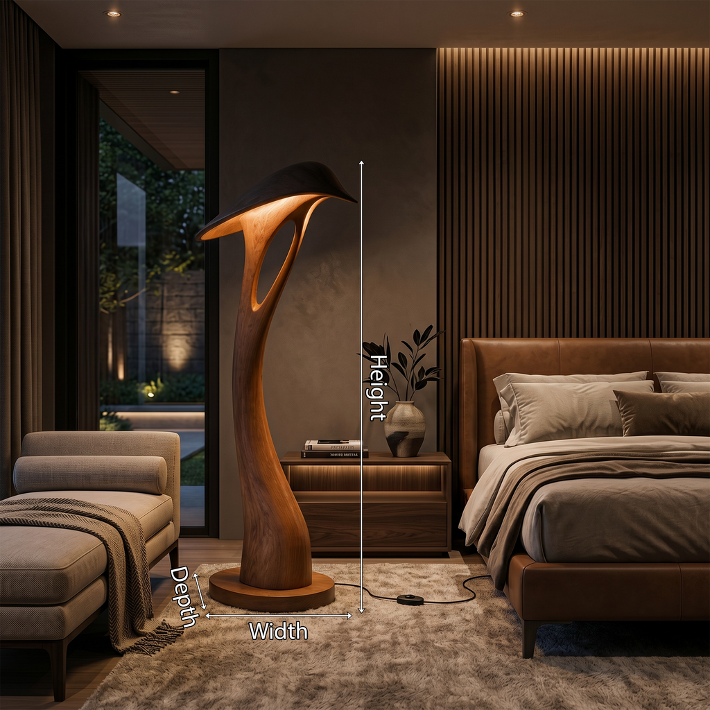 Organic Leaf Curve Floor Lamp For Reading Nook