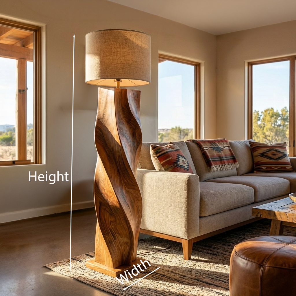 Organic Wooden Floor Lamp Twisted Design For Bedroom