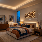 Rustic Sculptural Wood LED Wall Sculpture For Bedroom Interior