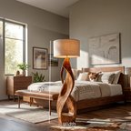 Modern Wooden Floor Lamp Twisted Body For Guest Room