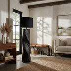 Contemporary Wood Floor Lamp Sculptural Design For Home Lobby