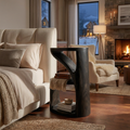 Elegant Wooden Nightstand With Sculptural Two Level For Bedroom