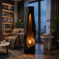 Rustic Wooden Floor Lamp Sculptural Design For Cozy Bedroom