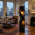 Rustic Wooden Floor Lamp With Sculptural Hollow For Cozy Bedroom