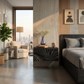 Elegant Wooden Floating Nightstand With Carved Front For Bedroom