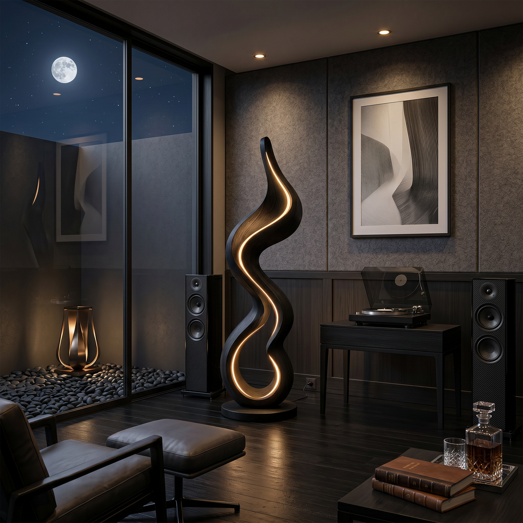 Modern Ribbon Lamp With Shelf For Living Room
