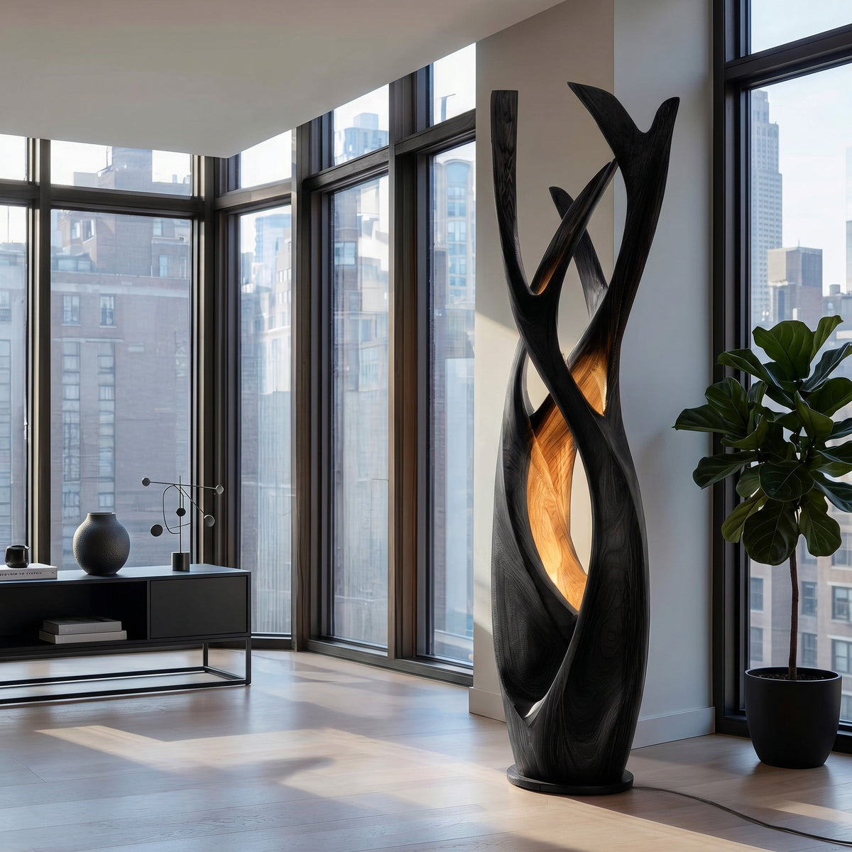 Wooden Floor Lamp For Contemporary Apartment