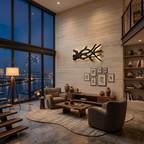 Rustic Sculptural Wood LED Wall Sculpture For Bedroom Interior