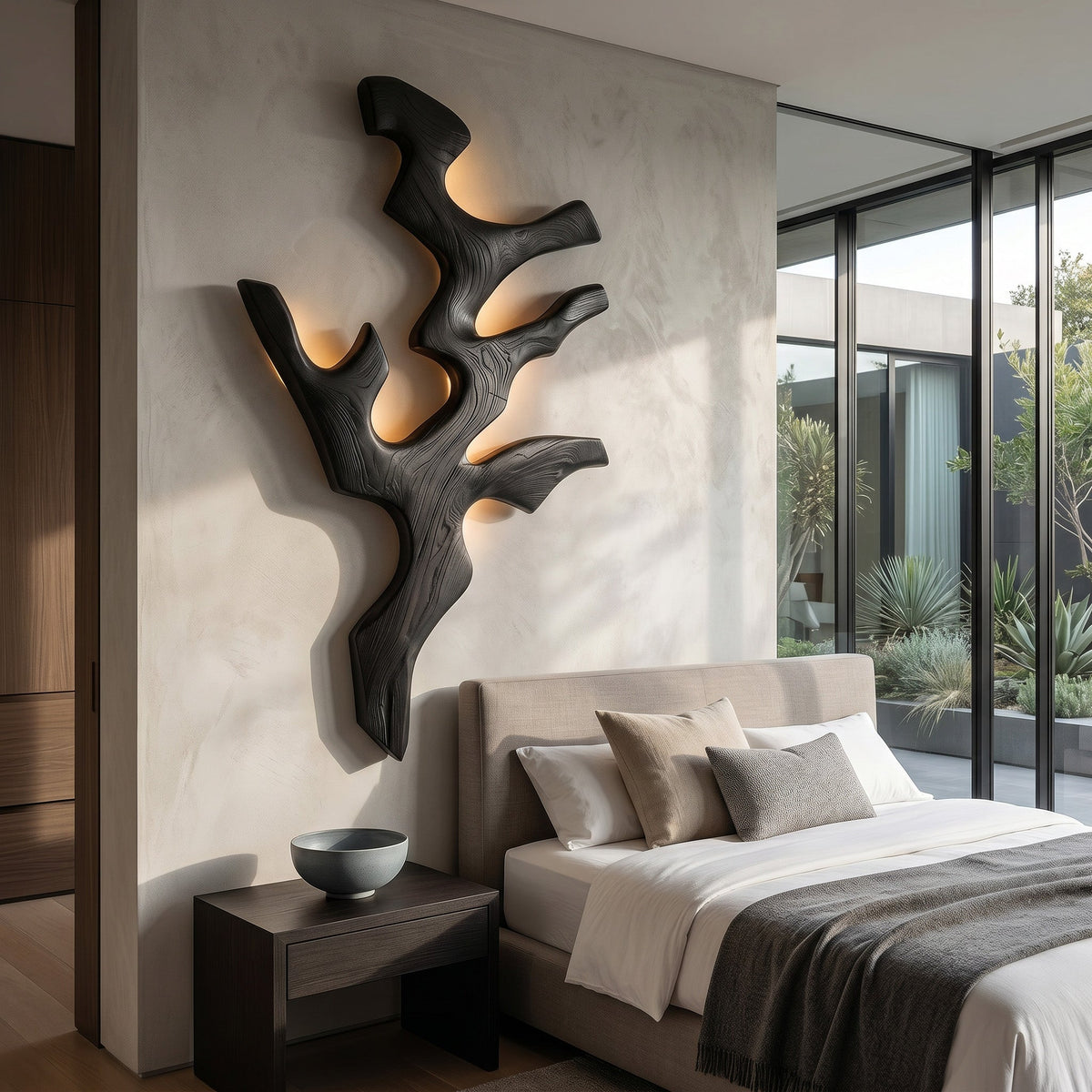 Contemporary Natural Wood Wall Light For Minimalist Bedroom