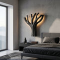 Modern Sculptural Wooden Lamp For Elegant Bedroom Interior