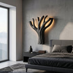 Modern Sculptural Wooden Lamp For Elegant Bedroom Interior