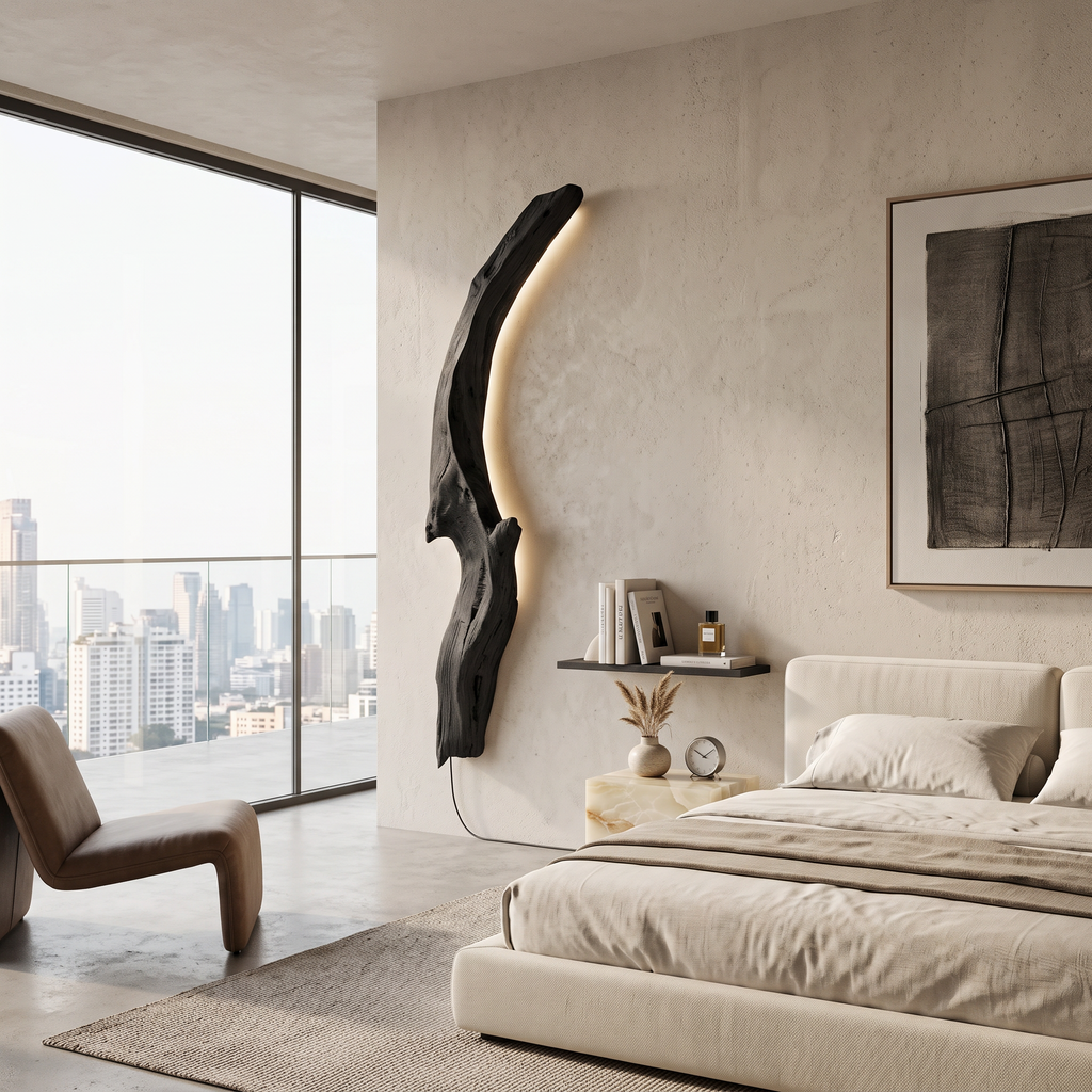 Organic Wall Sconce Curved For Bedroom Or Entryway Decor