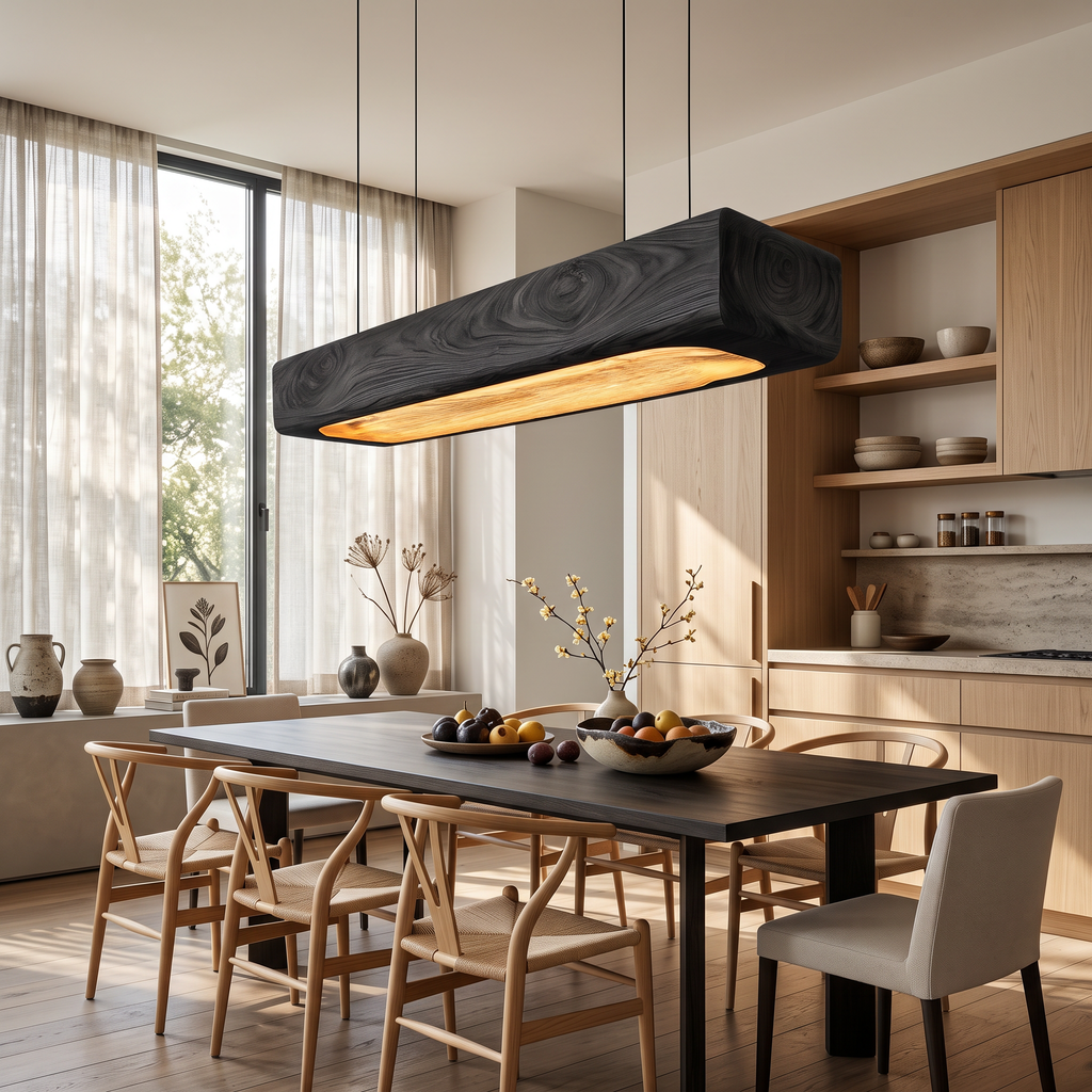 Organic Sculptural Wooden Pendant Light For Dining Room