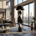 Mid Century Wood Floor Lamp Twisted Body Design For Home