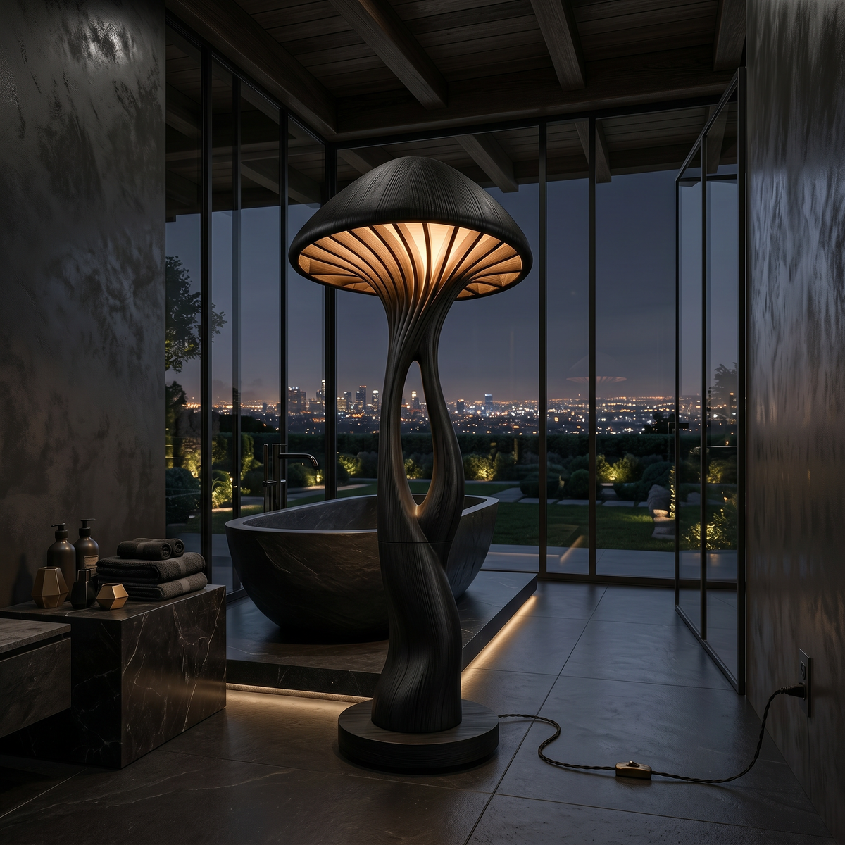 Organic Canopy Mushroom Floor Lamp For Bedside