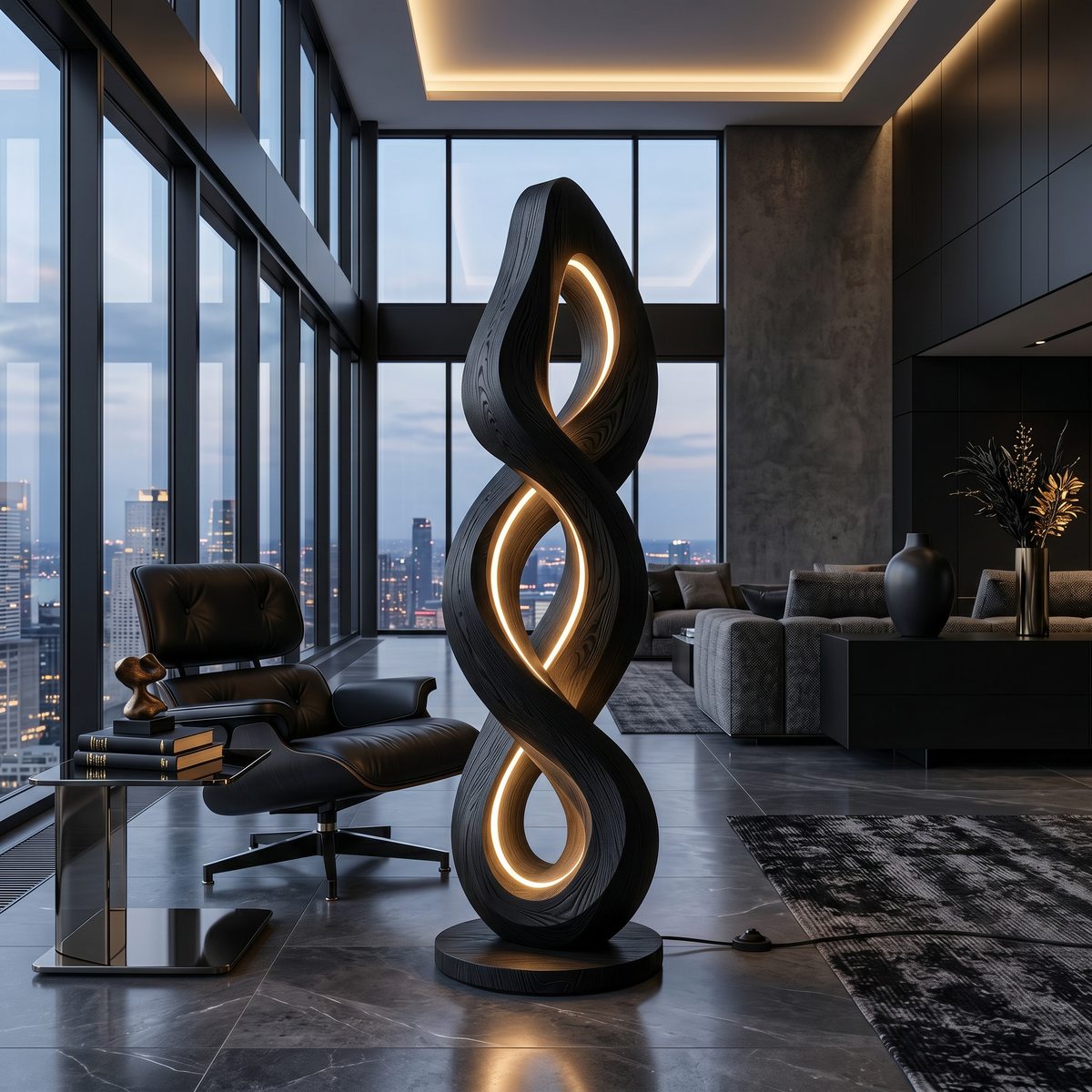 Organic Helix Lamp With Shelf For Interior