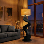 Modern Natural Wood Sculptural Floor Lamp For Living Room Decor