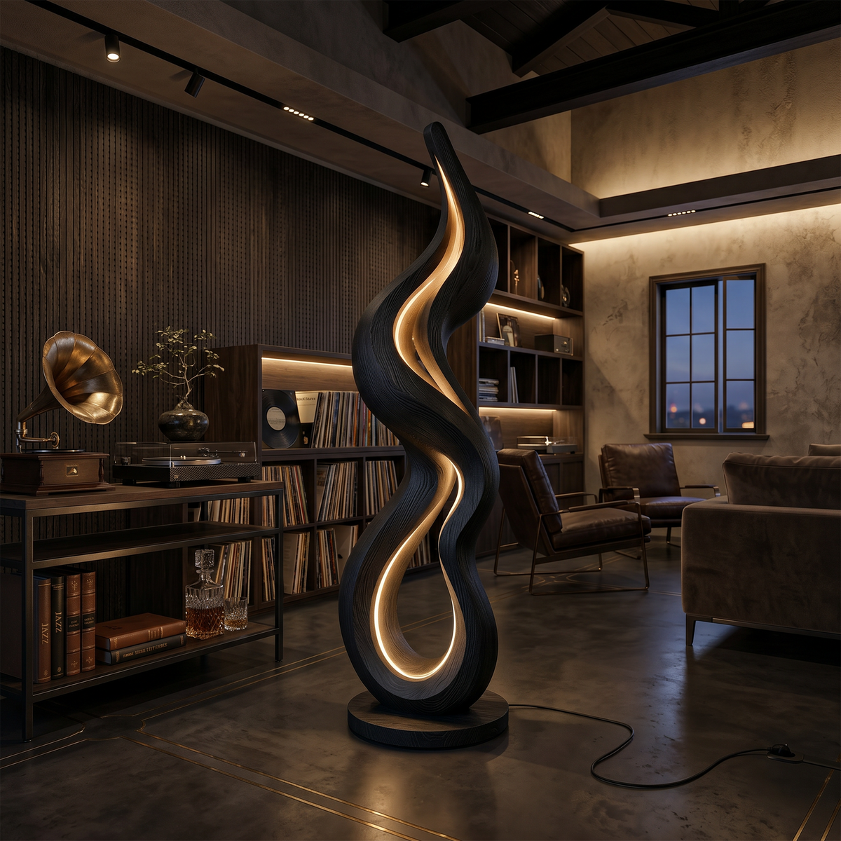 Contemporary Wave Lamp With Table For Living Room