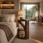 Elegant Wooden Nightstand With Sculptural Two Level For Bedroom