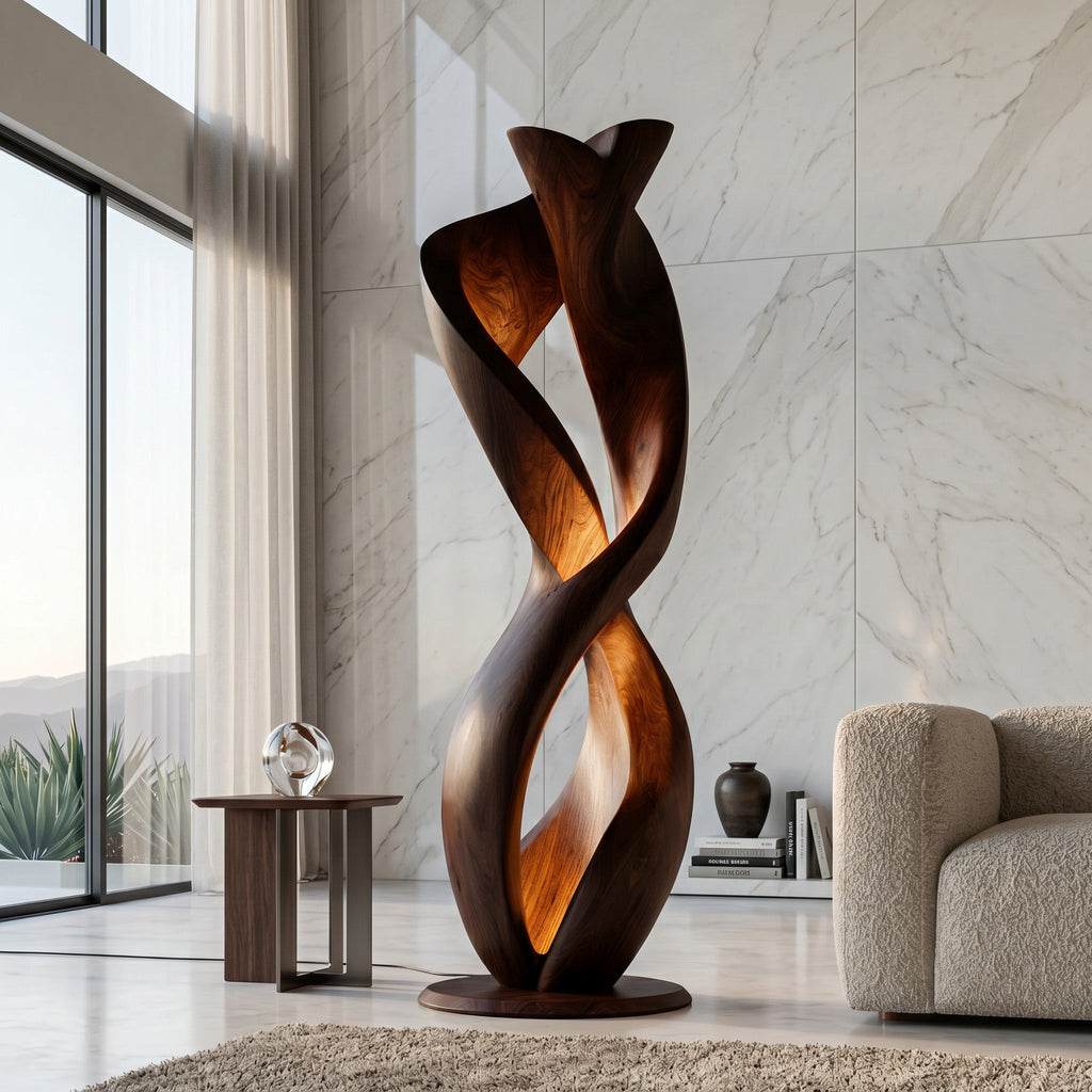 Luxury Twisted Floor Lamp With Sculptural Form For Living Room
