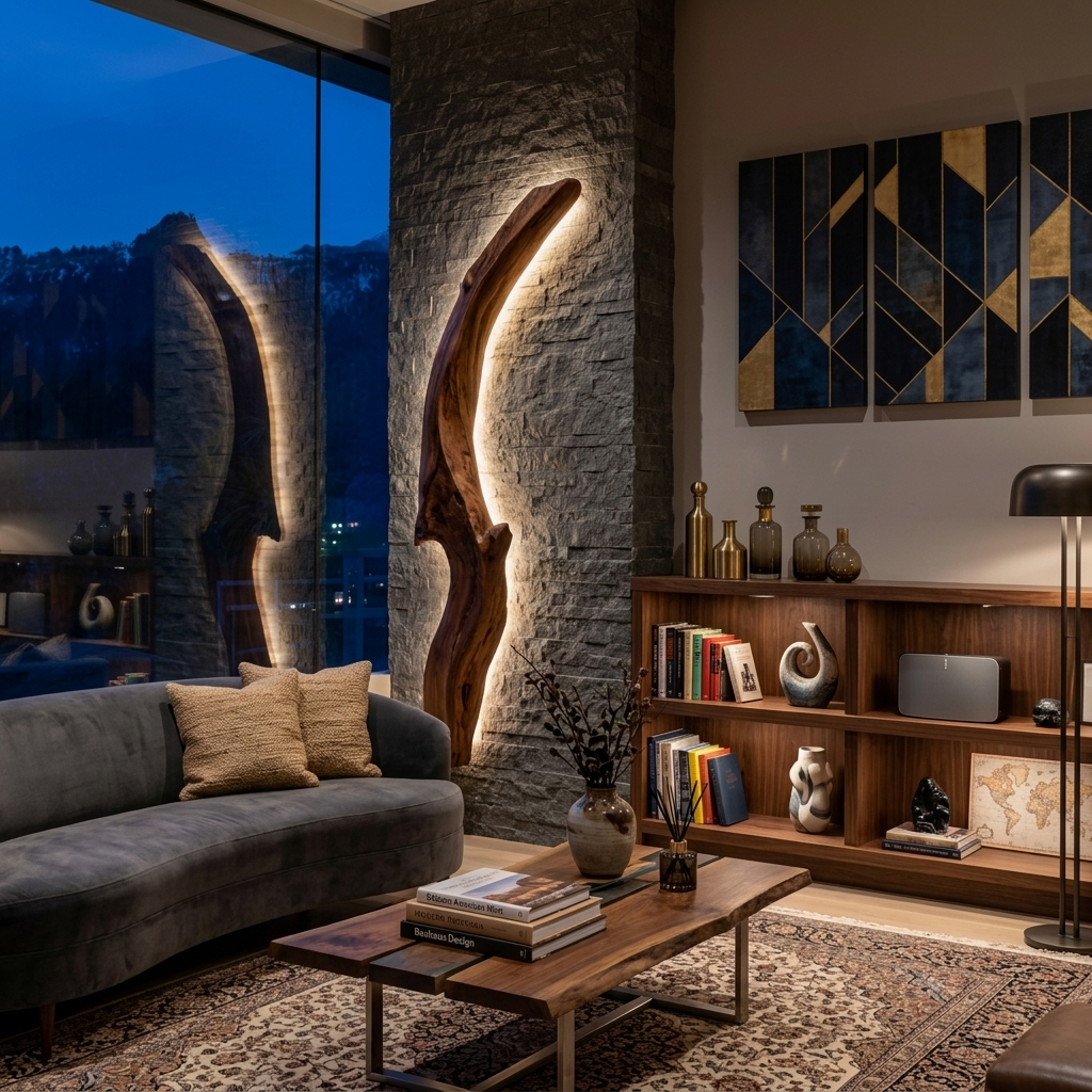 Organic Wall Sconce Curved For Bedroom Or Entryway Decor