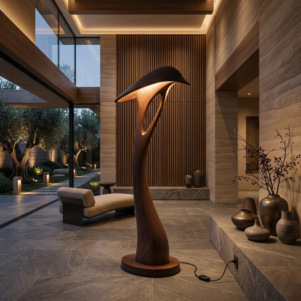 Organic Leaf Curve Floor Lamp For Reading Nook