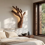 Artistic Branch Style Wooden Wall Lamp For Bedroom