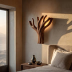 Modern Sculptural Wooden Lamp For Elegant Bedroom Interior