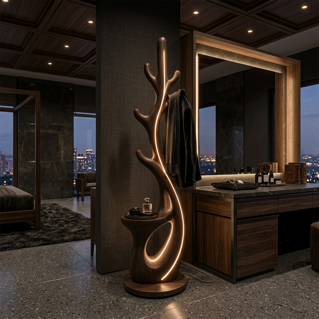 Modern Branch Lamp With Rack For Corner
