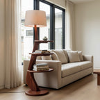Contemporary Wooden Floor Lamp With Shelf For Living Room